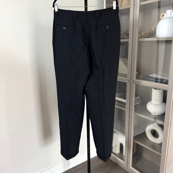 Giorgio Armani Black Wool Pinstripe 2 Pc Suit 40S Double Breasted Jacket Pants - Picture 7 of 11